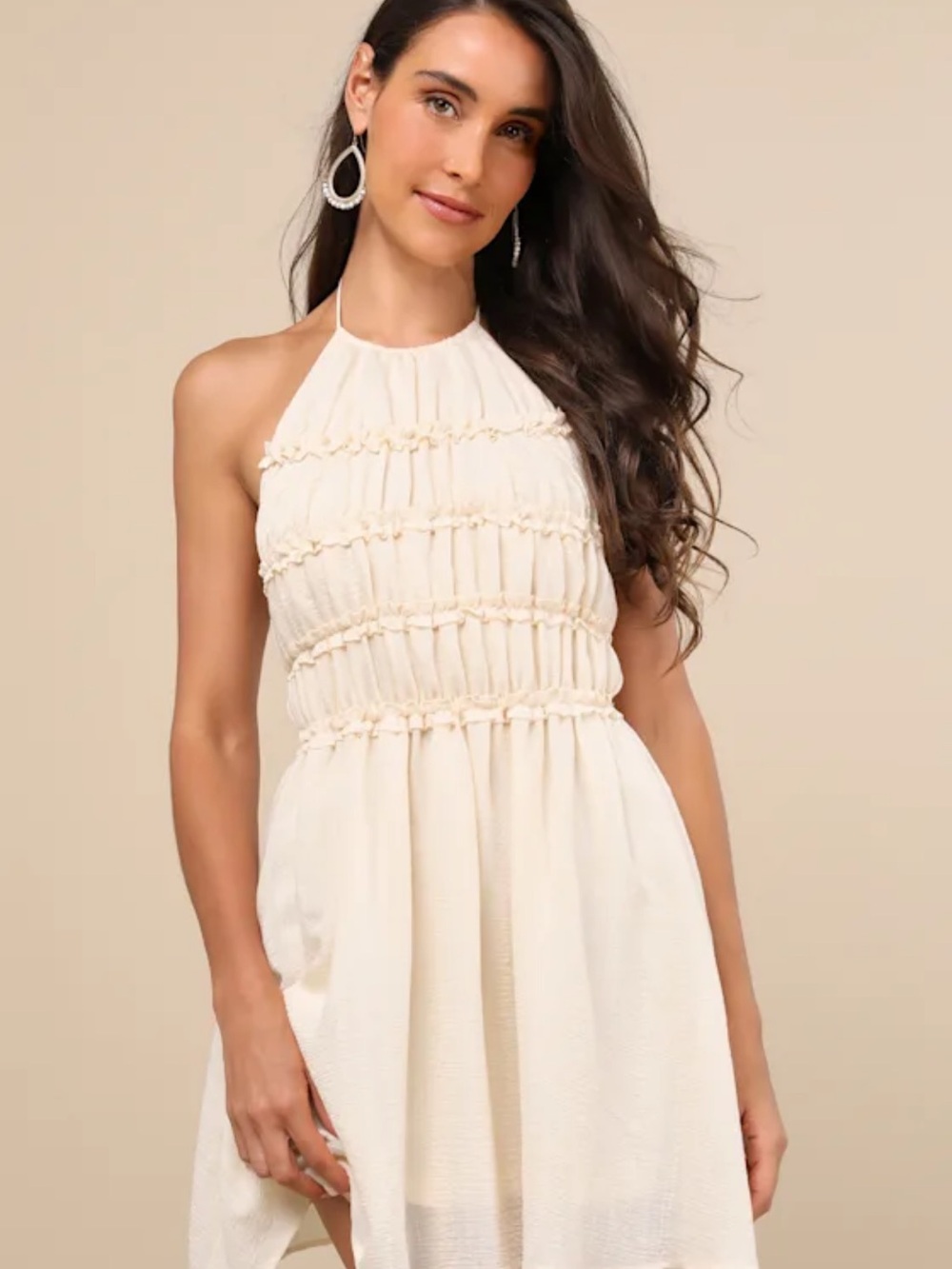 Lulu's Kallina Cream Ruffled Dress